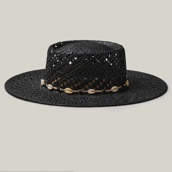 Hemlock Hat Co. Waverly Boater in Onyx – Size S, NEW/Unworn, Seashell Trim - Picture 1 of 11